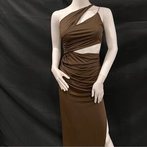 Zara Elegant Brown One-Shoulder Dress